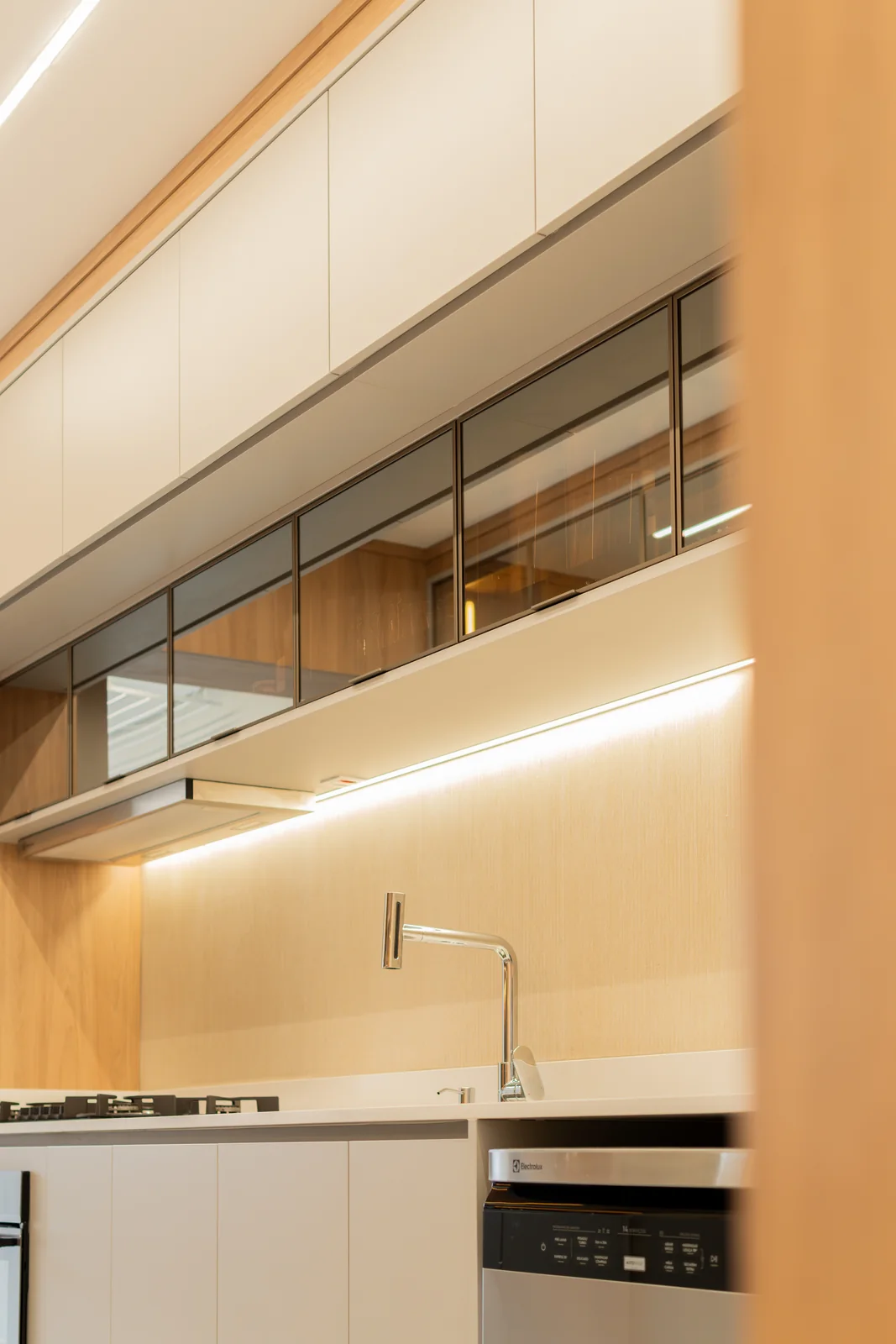 Close view of bespoke kitchen cabinetry photographed by Khaph